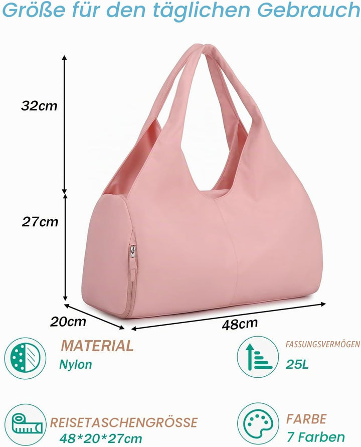 Sporttasche Damen Reisetasche Handgepäck mit Schuhfach &amp; Nassfach Trainingstasche kleine Gym Tasche