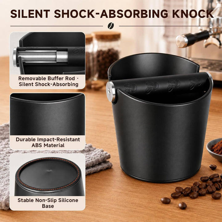 Abklopfbehälter für Siebträger, Knock Box Kaffeesatz Abschlagbehälter Set