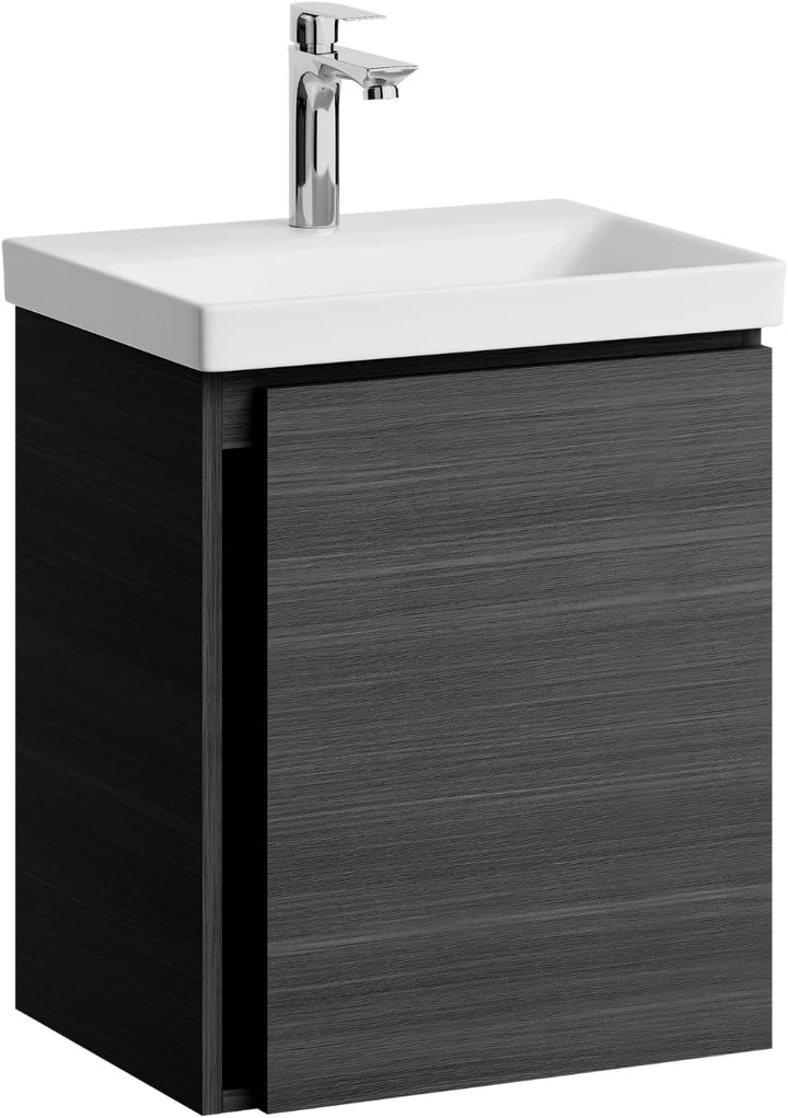 Planetmöbel Waschtischunterschrank 50 cm Anthrazit mit Armatur Chrom mit Wasserhahn Chrom Anthrazit,