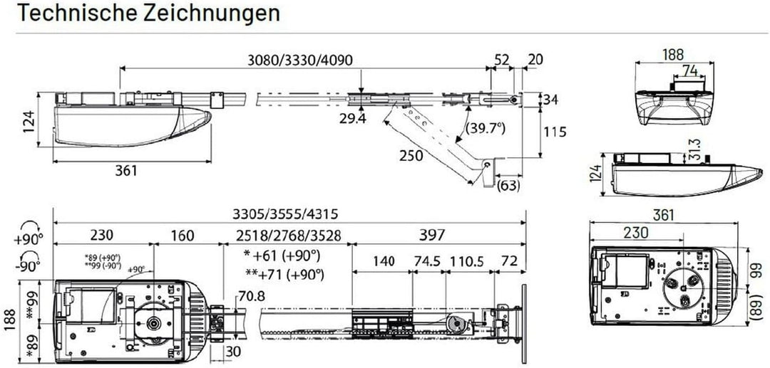 Marantec Comfort 270 Garagentorantrieb, Set inkl. 1 Handsender, elektrischer Torantrieb für Garagent