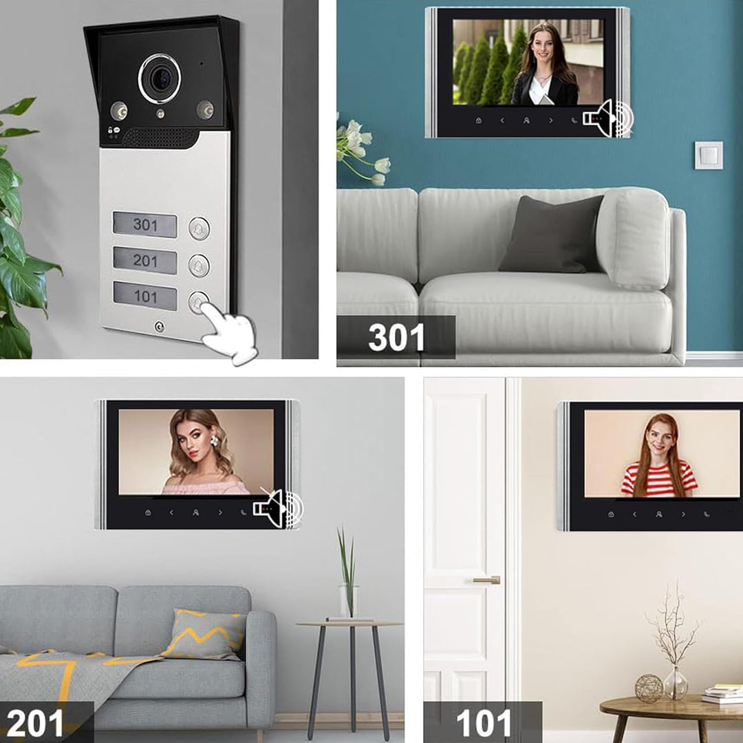 FTes RFKits WLAN Wireless Video Türsprechanlage,1080P Aussenkamera,7 Zoll Touchscreen Wireless Monit