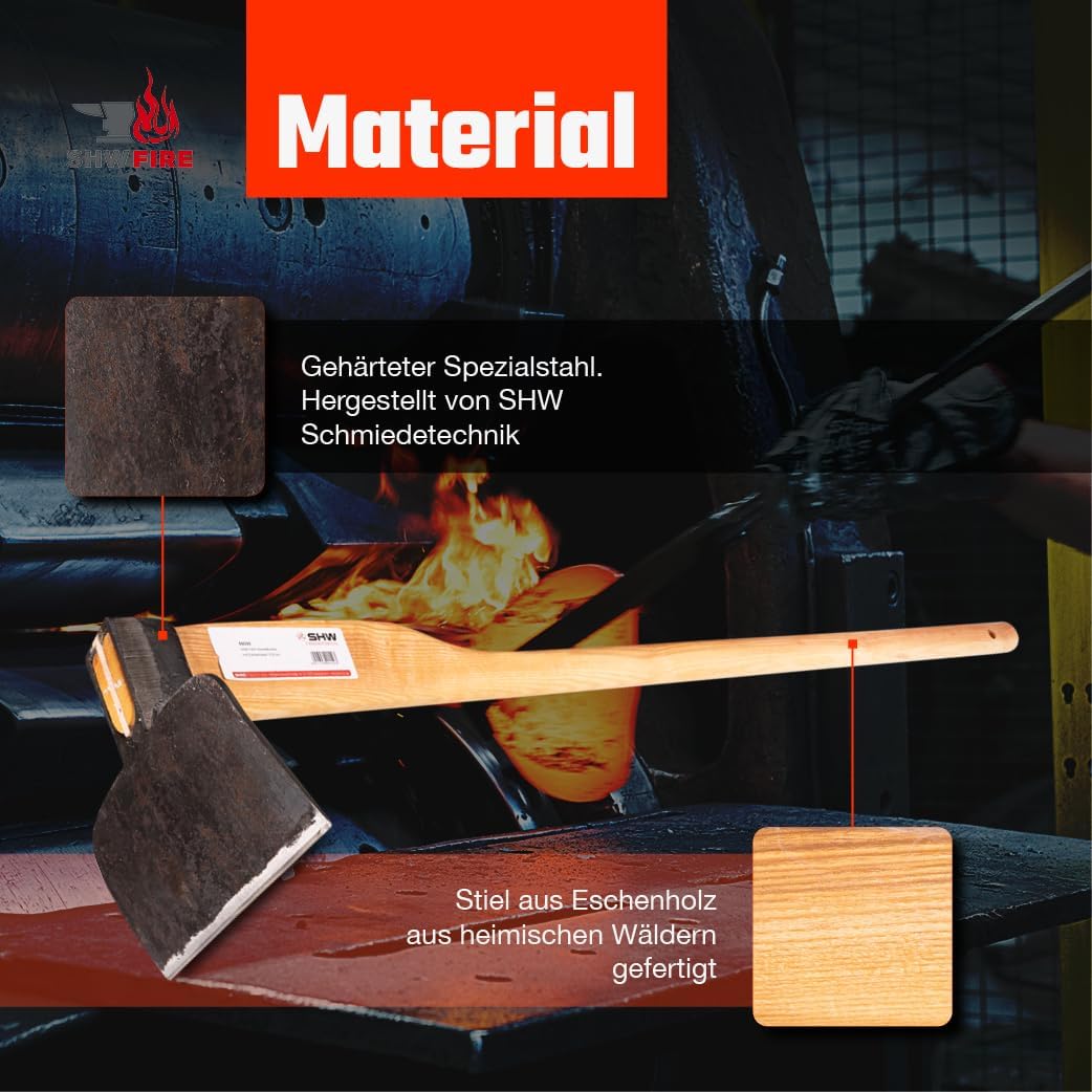 SHW-FIRE Banketthacke mit Breitblatt für effizientes Gärtnern mit 110cm Eschenholzstiel - hochwertig