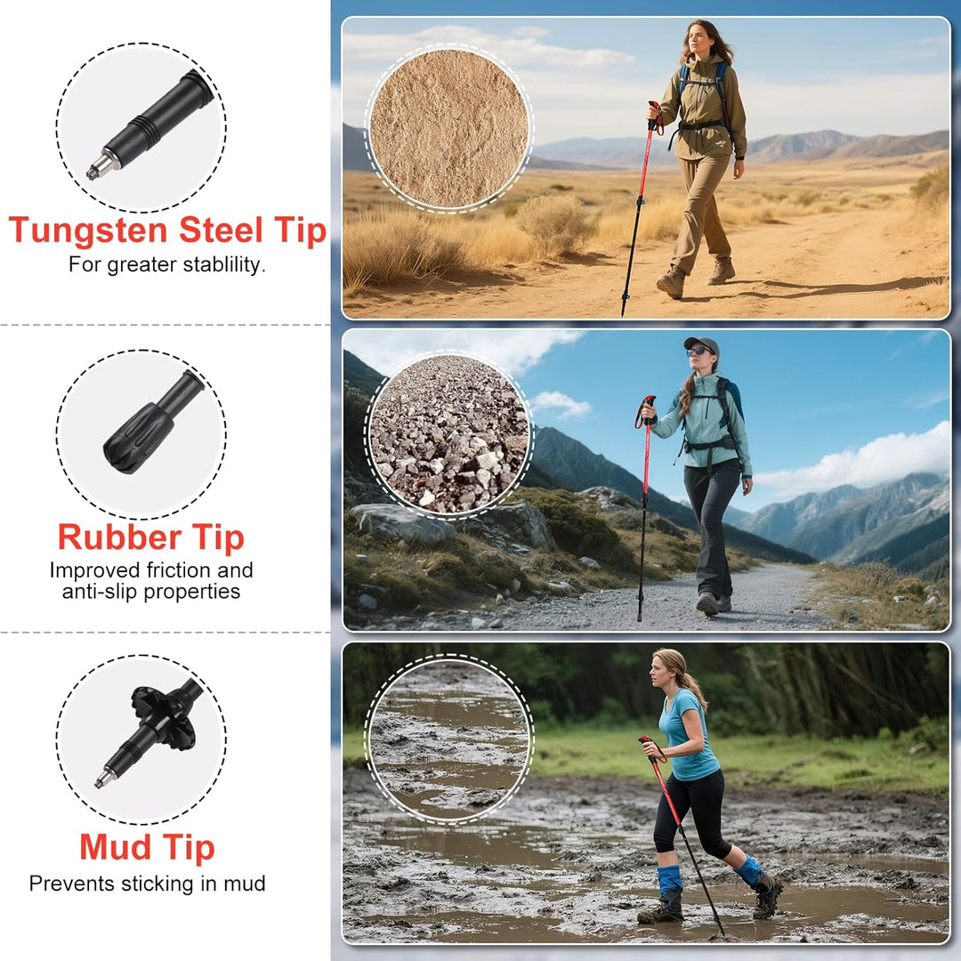 Ninonly Wanderstöcke faltbar Carbon, Nordic Walking Stöcke Damen & Herren, Leichte Teleskop Wanderst
