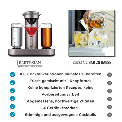 Bartesian Cocktailautomat – Automatische Cocktailzubereitung zu Hause – auf Knopfdruck, Kapselspende