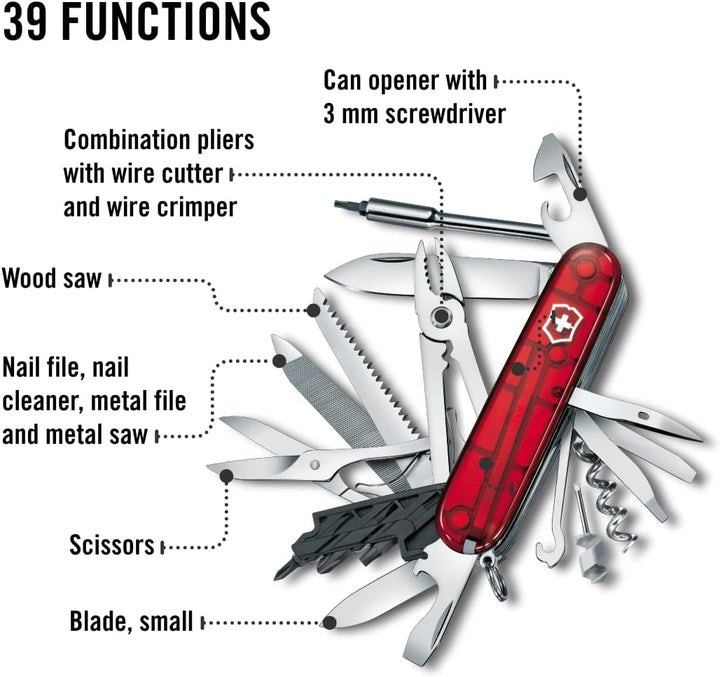 Victorinox Taschenmesser Cyber Tool L (39 Funktionen, Metallfeile, Bit-Schlüssel, Kugelschreiber, Za