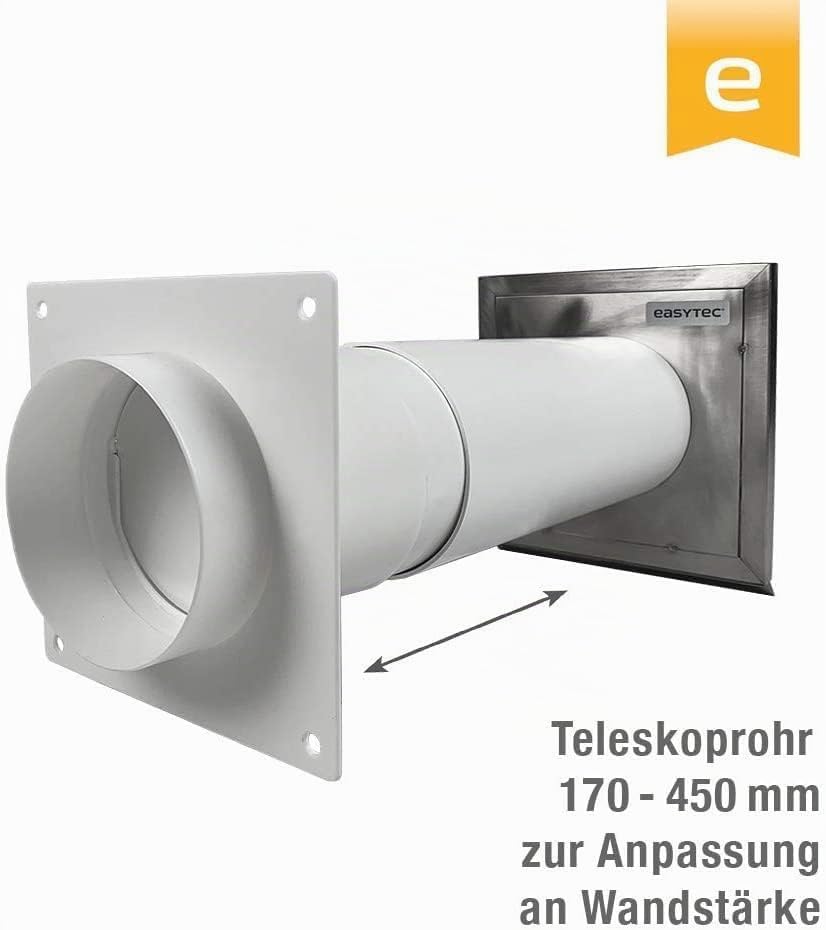 EASYTEC® Energiesparender Mauerkasten Ø 100 mm Edelstahl mit zwei Rückstauklappen | DN100 | 34104e