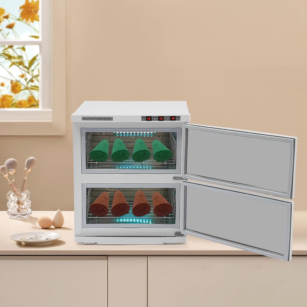 Handtuchwärmer 50L 2-stufig 412W 70°C Elektrischer Kompressenwärmer aus Edelstahl mit Tropfplatte un
