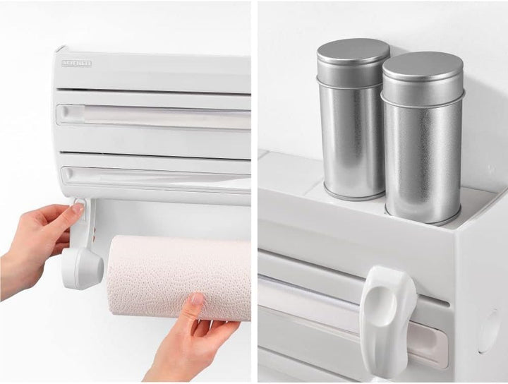 Leifheit Wandrollenhalter Parat F2 ComfortLine-Serie für insgesamt 3 Rollen, Folienschneider mit Abs