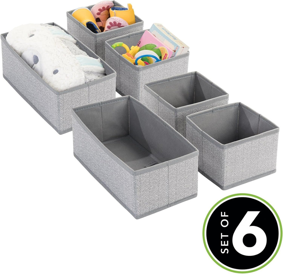 mDesign 2er-Set Baby Organizer mit je 3 Boxen – Aufbewahrungsbox in 2 Grössen für Windeln, Feuchttüc
