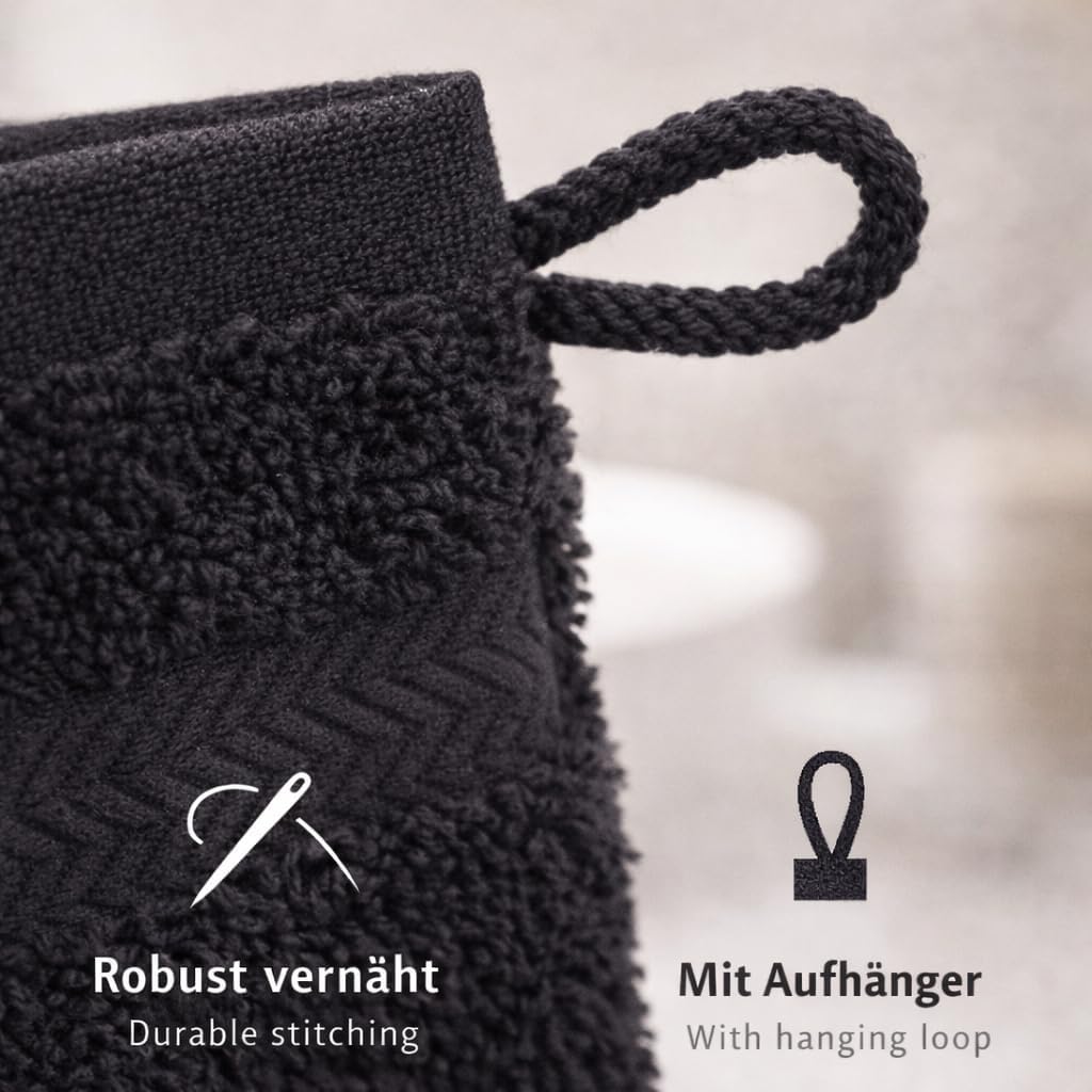 Betz 20 Stück Waschhandschuhe Waschlappen Premium Grösse 16x21 cm 100% Baumwolle Farbe schwarz, Schw