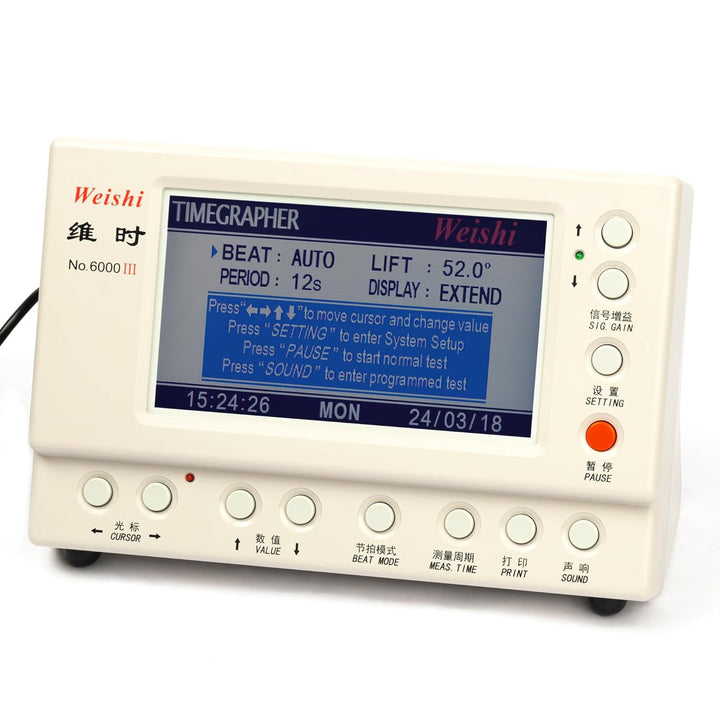Weishi Timegrapher Nr.6000, Multifunktionaler Uhrentester, Uhren-Timing-Maschine für Uhrmacher, Uhre