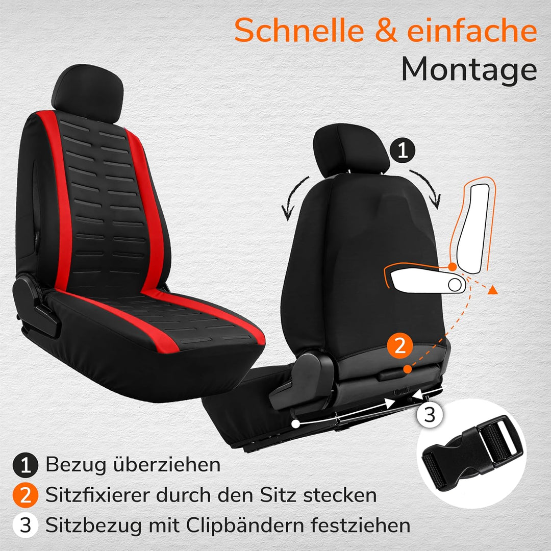 Upgrade4cars Autositzbezüge Set Universal Version 2026 | Auto-Schonbezüge für die Vordersitze & Rück