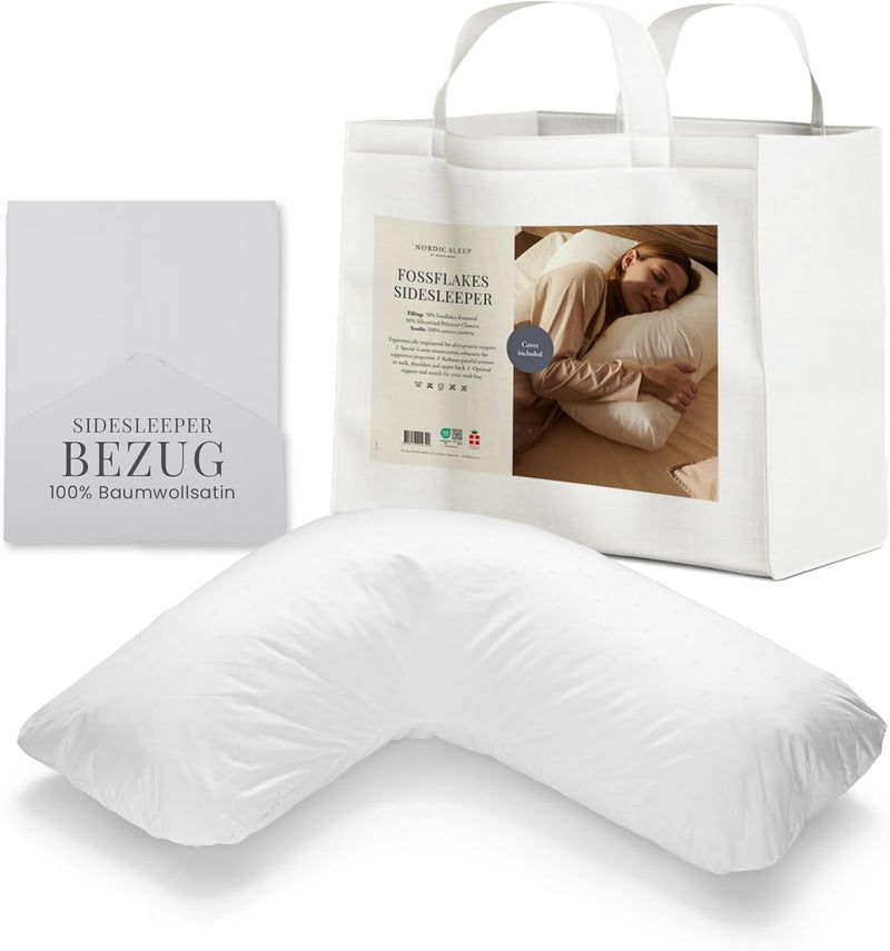 FOSSFLAKES Nordic Sleep by Seitenschläfer Kissen - Seitenschläferkissen für Komfort und Zusätzliche