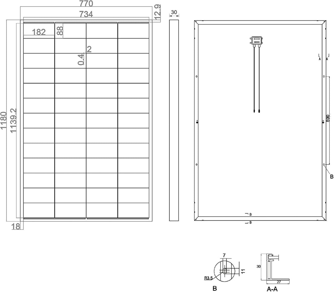 enjoy solar® 200W 36V Monokristallines Solarmodul mit HPBC-Technologie - 25% Hocheffizienz, 182mm So