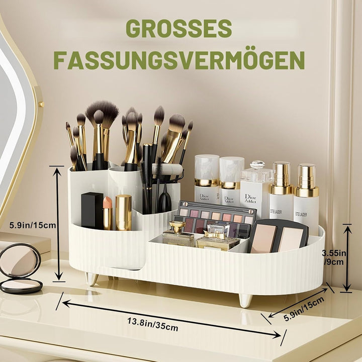 Make up Organizer 360° Drehbar, Grosser Bad Kosmetik Organizer mit Aufbewahrungsbox für Schminktisch