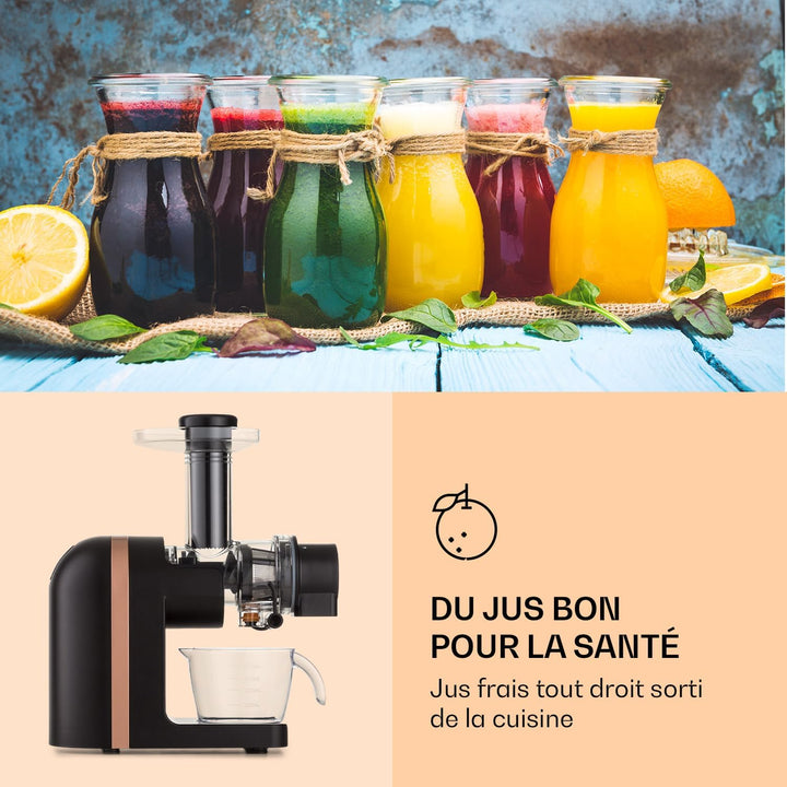 Klarstein Bella Elegance Saftpresse 200 W, Entsafter mit 400 ml, BPA-frei, rutschfester Standfuss, m