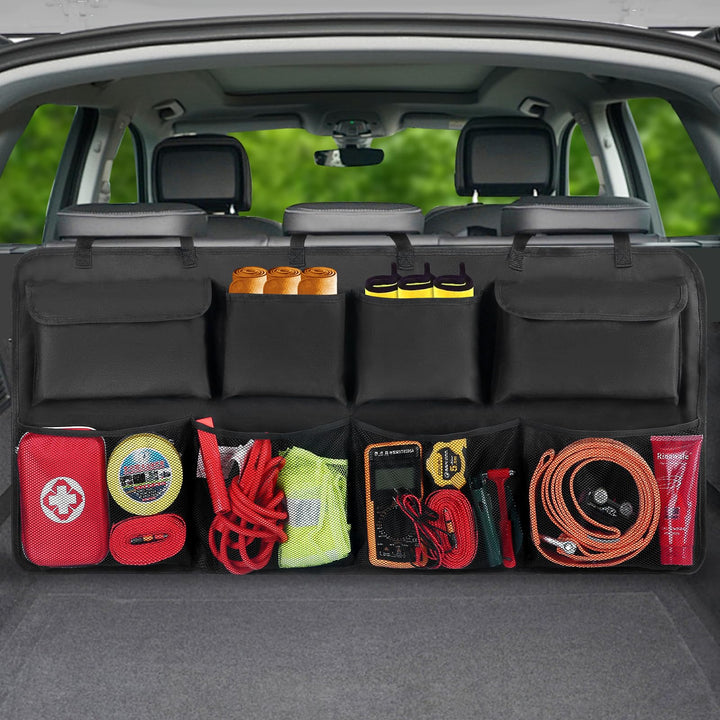 Auto-Organizer für Kofferraum, zum Aufhängen am Rücksitz, mit 8 grossen Aufbewahrungstaschen, Koffer