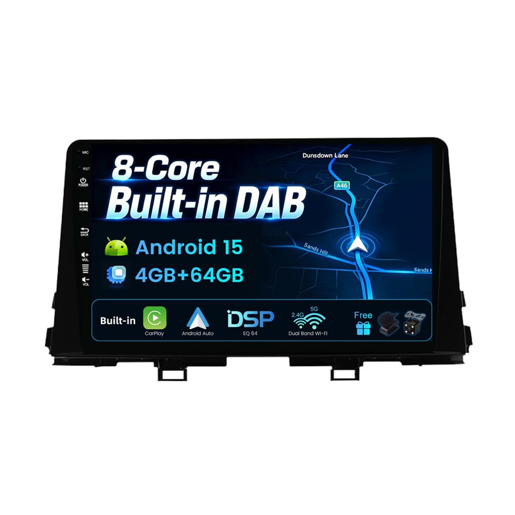 Android 15 - [Eingebaut DAB] - IPS Autoradio für KIA Morning Picanto (2017-2020) - Kabellos Carplay/