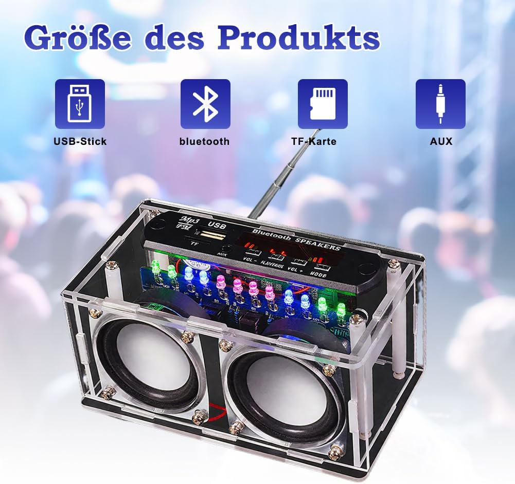 Elektronik Lötbausätze Set - Bluetooth Lautsprecher Bausatz mit FM Radio & Sprachaufnahme, Musikspie