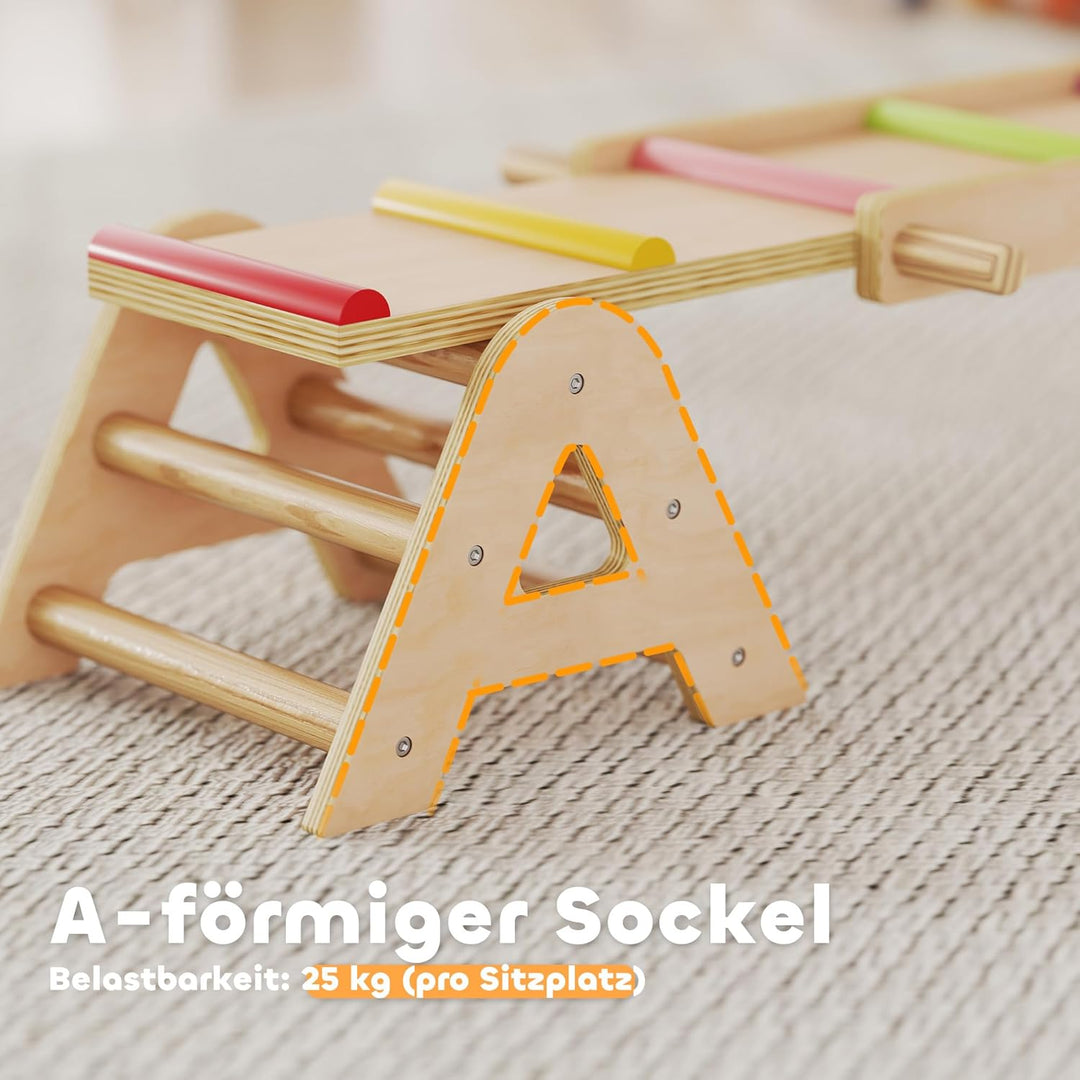 AIYAPLAY 2 In 1 Balance Wippe Kinder, Schwebebalken aus Holz, Wippe Schaukelwippe Garten, Balance Bo