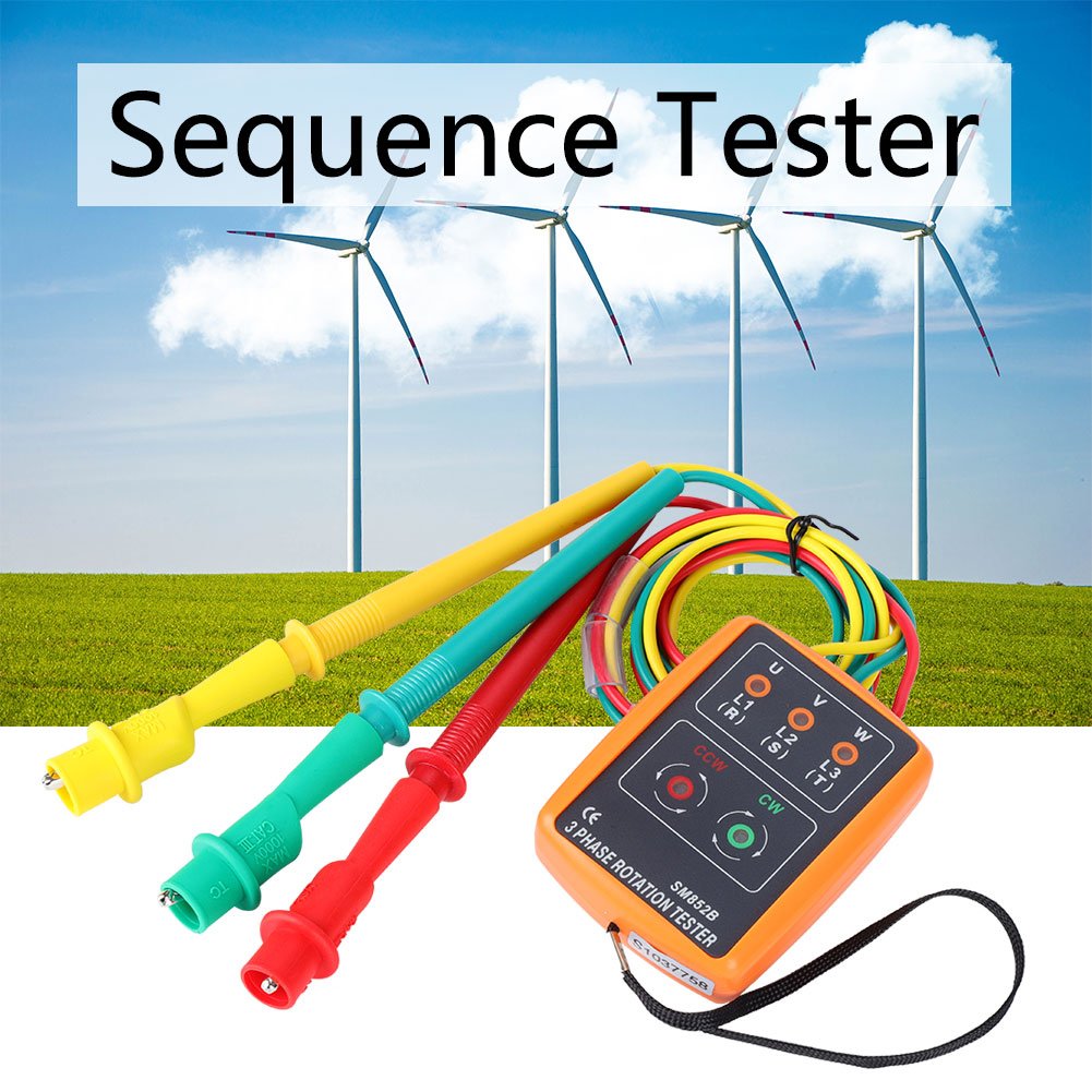 3 Phasen Rotationstester, SM-852B 60 V ~ 600 V Wechselstrom Sequenzreihenfolge Anzeige Tester 20 Hz-