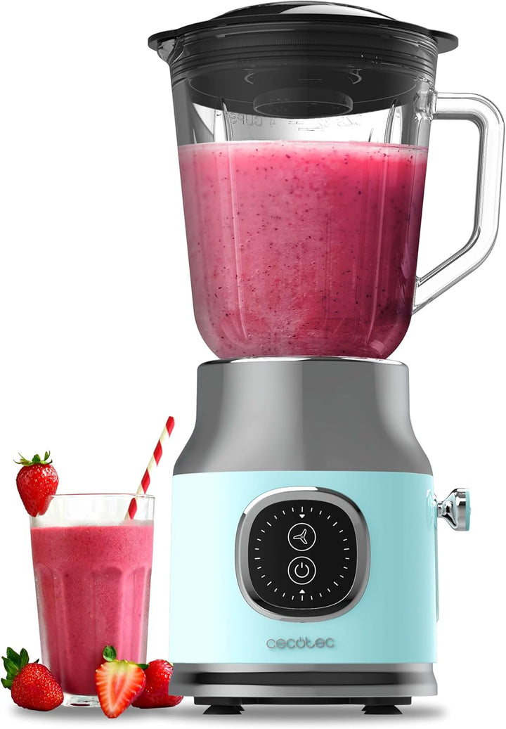 Cecotec Standmixer Retro RetroTwist Blue. 800W Maximale Leistung, Pulse-Funktion, 4-Klingen-Messer m