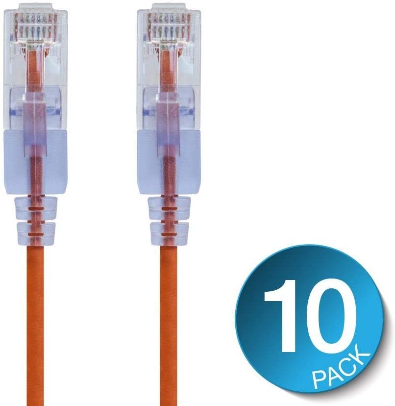 Monoprice Cat6A Ethernet-Patchkabel – 30 MHz – Orange (10 Stück) snagless RJ45 550 MHz UTP reines bl