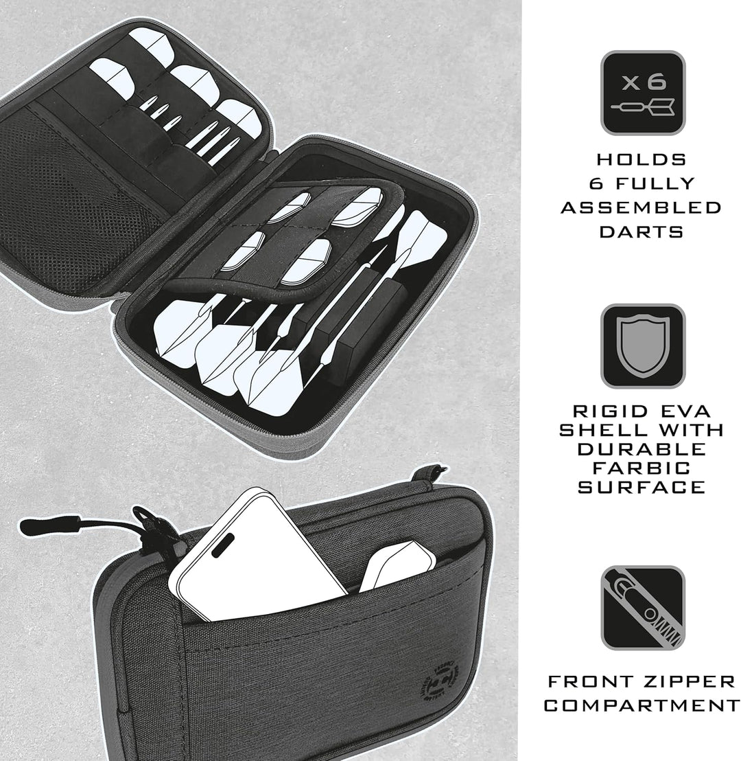 Harrows Smart Case Darttasche & Dart-Etui für 3 oder 6 Darts | Robustes Eva-Case mit Stoff-Finish |