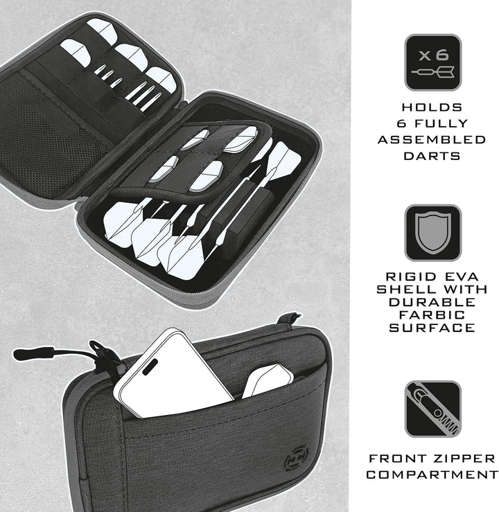 Harrows Smart Case Darttasche & Dart-Etui für 3 oder 6 Darts | Robustes Eva-Case mit Stoff-Finish |