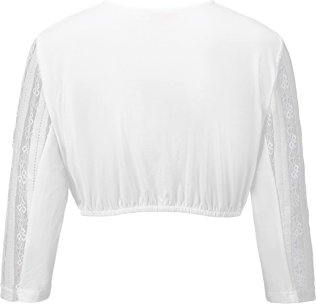 Kelliar Dirndlbluse Damen Trachtenbluse Creme Dirndl Bluse für Bavarian Oktoberfest 32 Creme-24, 32