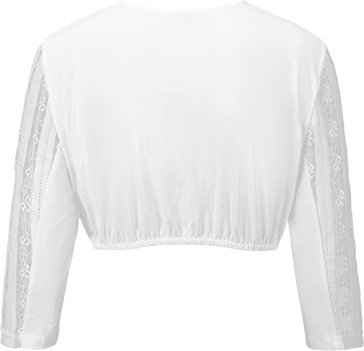 Kelliar Dirndlbluse Damen Trachtenbluse Creme Dirndl Bluse für Bavarian Oktoberfest 32 Creme-24, 32