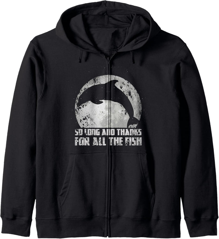 So Long And Thanks For All The Fish Delphin Moon Fishing Kapuzenjacke