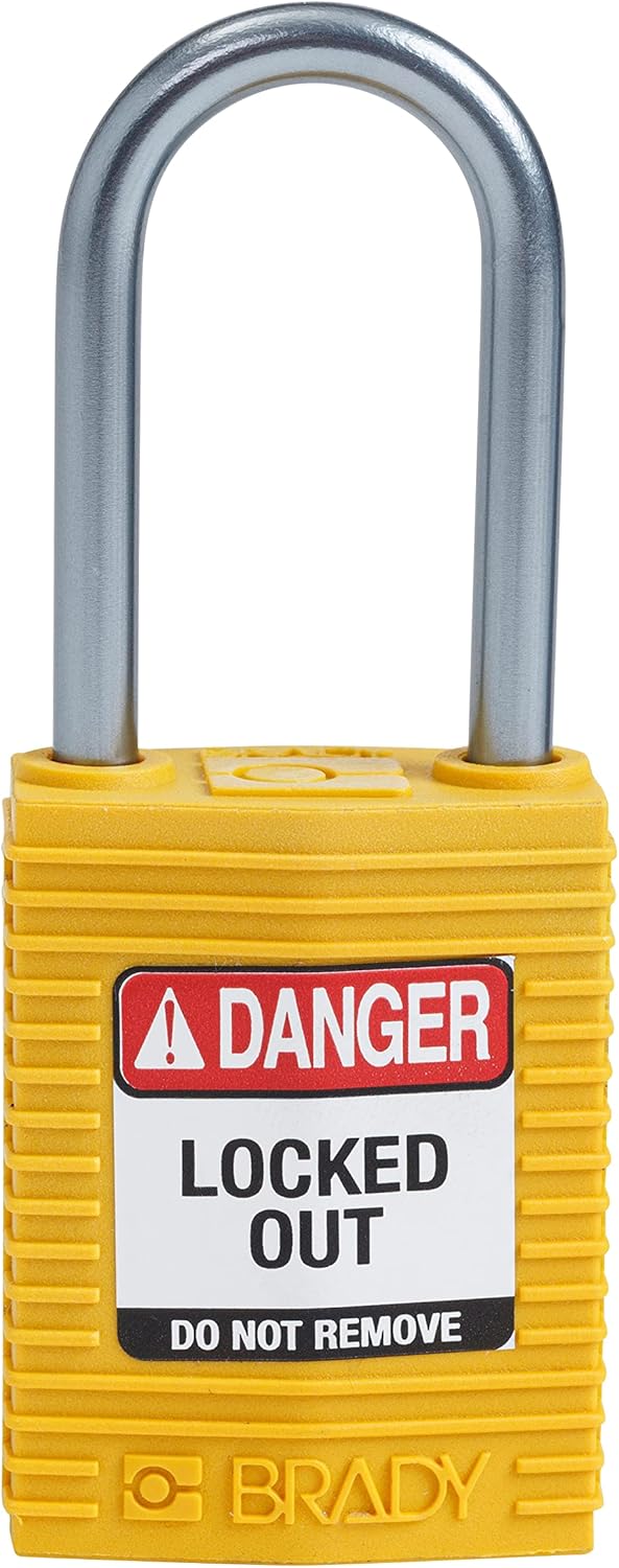 Brady (CPT-YLW-38AL-KD) SafeKey Nylon Lockout-Vorhängeschloss - kompakt Mit Aluminium Bügel 38.00 mm