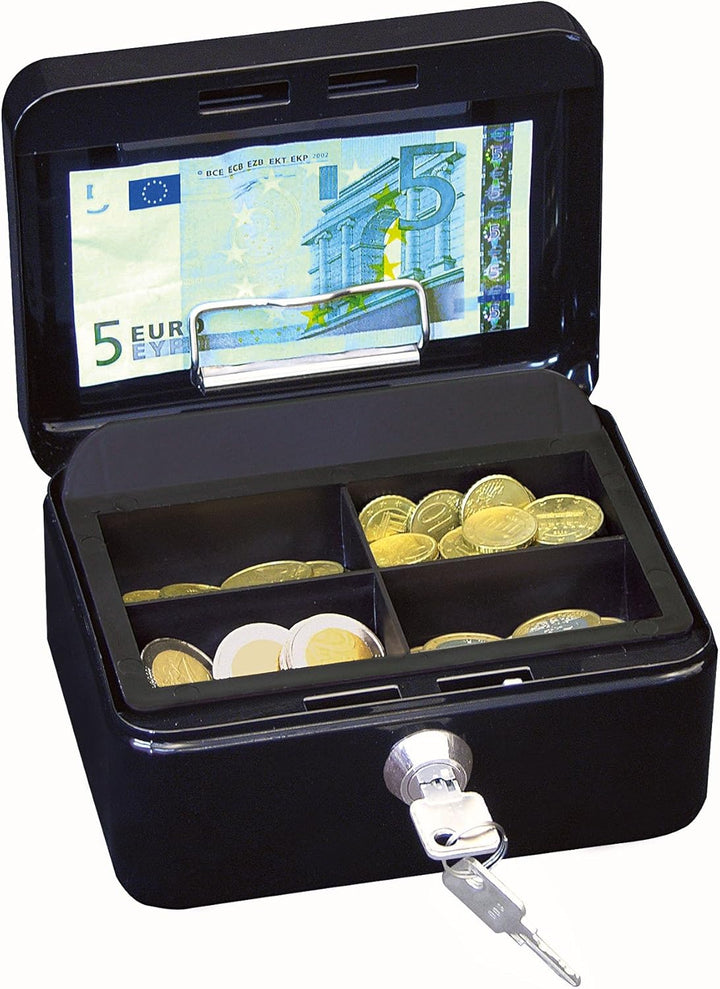 Wedo 145121H Geldkassette (aus pulverbeschichtetem Stahl, versenkbarer Griff, Geldnoten- und Belegek