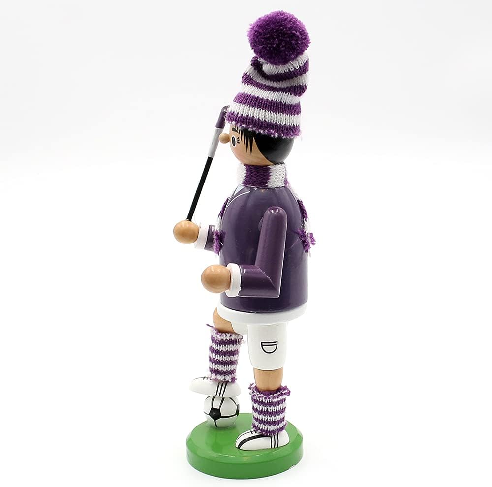 Dekohelden24 Räuchermann als Fussballer mit lila/weissem Outfit, ca. 20 cm, 520363, Lila/Weiss Lila