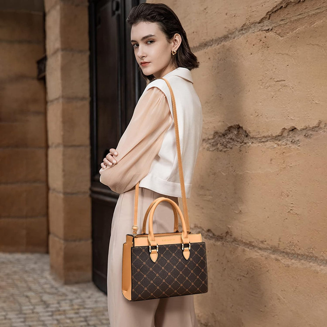 NICOLE &amp; DORIS Handtasche Damen Mittelgross Frauen Umhängetasche Elegant Schultertasche PU Leder Hen