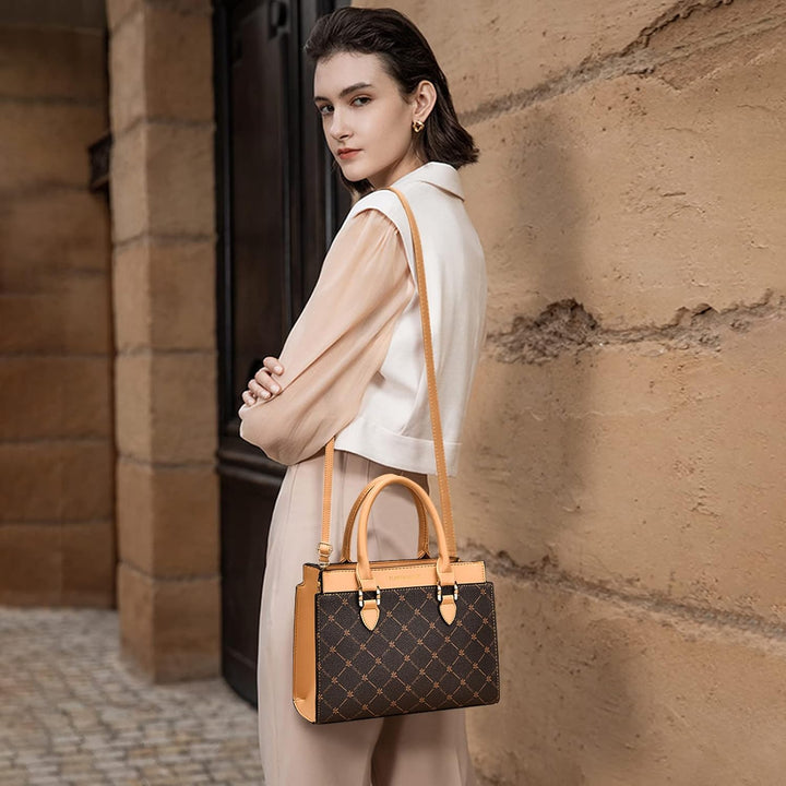 NICOLE &amp; DORIS Handtasche Damen Mittelgross Frauen Umhängetasche Elegant Schultertasche PU Leder Hen