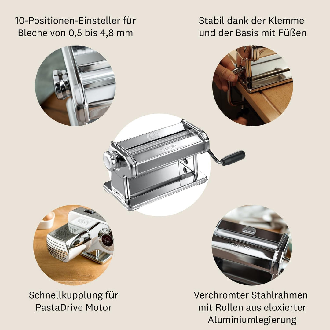 Marcato Schneideaufsatz für Nudelmaschine Atlas 150 Breite Nudelwalze, 180 mm