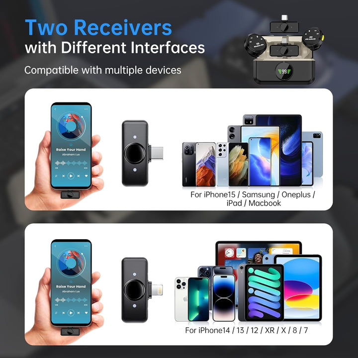 Mini Lavalier Wireless Mikrofon, Kabellose Bluetooth Ansteckmikrofon für iPhone/Android/PC Handy Wir