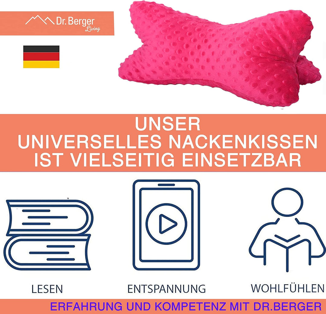 Dr. Berger Leseknochen Nackenrolle Lesekissen 40x18 cm Minky Design - 380g Baumwolle extra flauschig