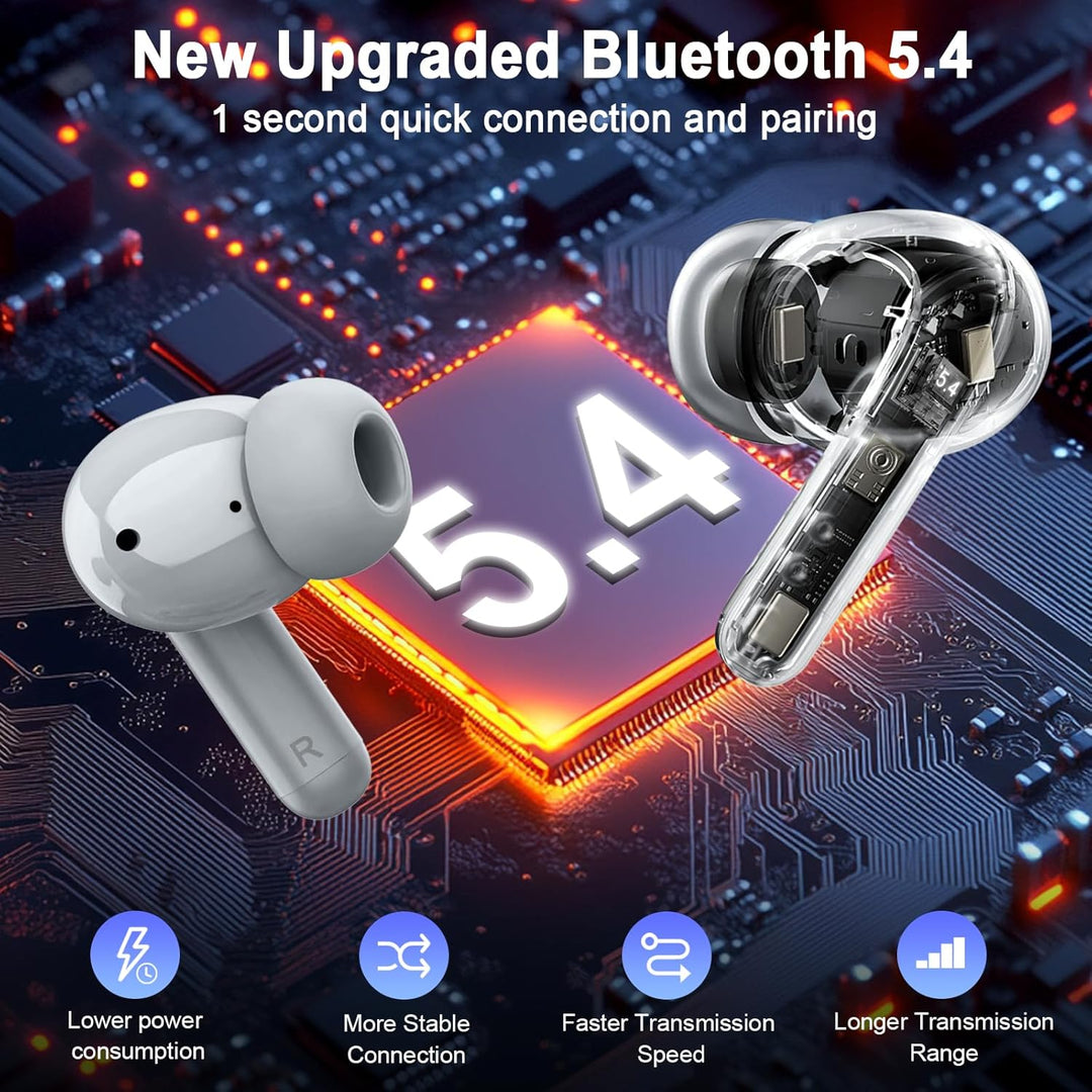 Rinsmola 2026 Bluetooth Headphones, 50 Hours Deep Bass Kopfhörer Kabellos Bluetooth 5.4, 3.6g In Ear