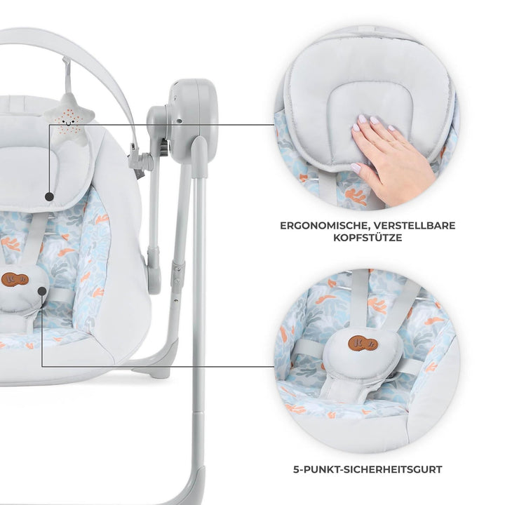 Kinderkraft SWINGEE Elektrische Babywippe, mit Schwingfunktion, eingebauter Timer, verstellbare Rück