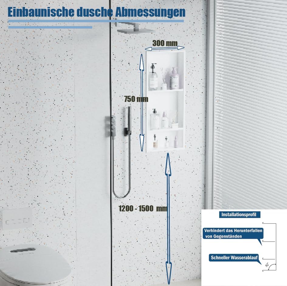 Edelstahl Wandnische dusche zur Aufbewahrung Duschablage Unterputz,Einbaunische Wand Eingebaut,Dusch