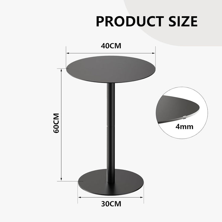 HOMEWINS Runder Beistelltisch in Schwarz, Hochwertige Metall Matte Textur, Modern Design Couchtisch,