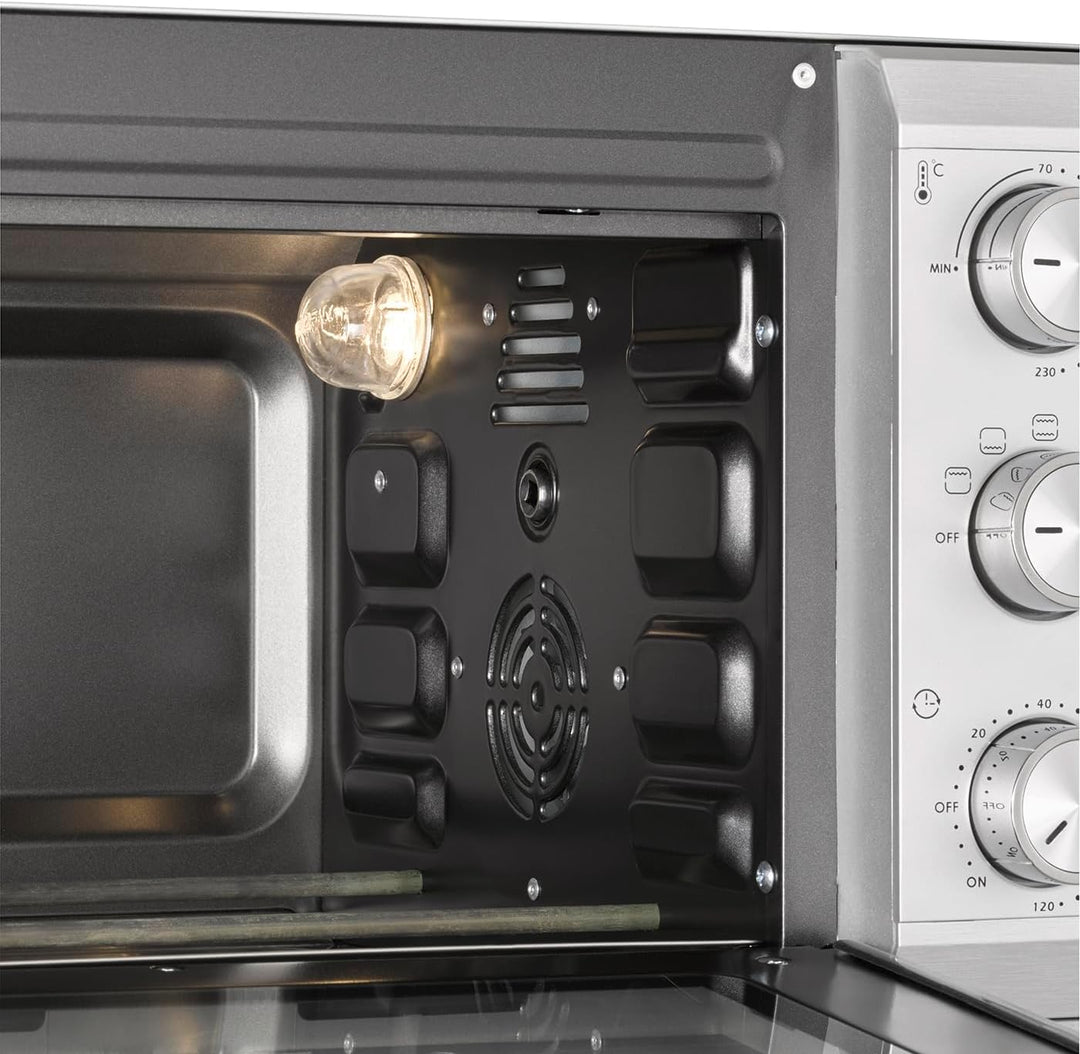 CASO TO 20 SilverStyle - Design Backofen, 20 Liter Garraum, 3 Einschubebenen, 70-230°C, 5-fach Funkt