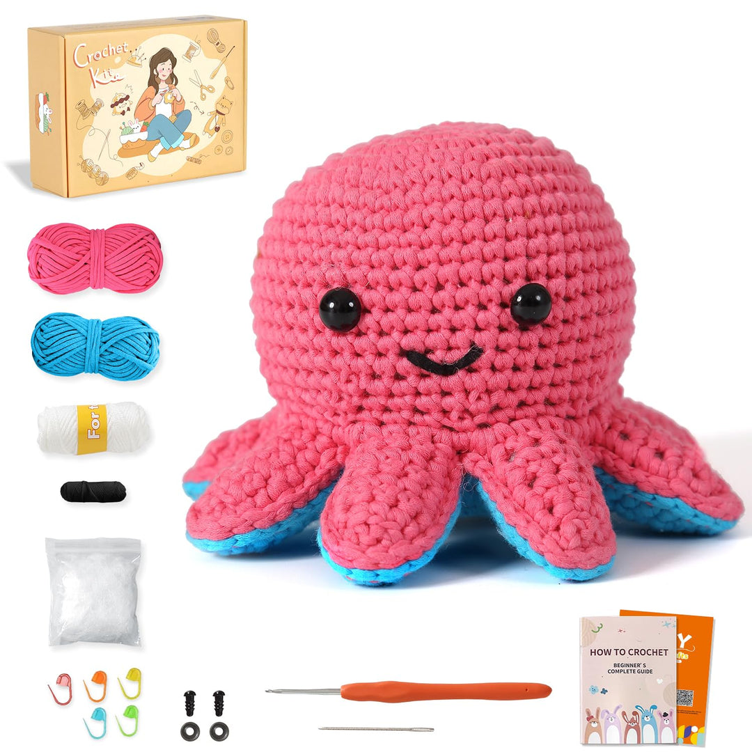 Häkelkit für Anfänger, Häkeltier-Kit mit Schritt-für-Schritt-Video-Tutorials, Easy Garn und 20% Extr
