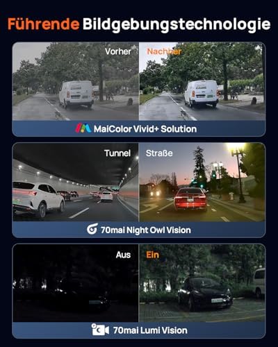 【70mai M800 Dashcam + UP04 + Akku Pack BL96NNX】 70mai M800 4K Dashcam Auto Vorne und Hinten, STARVIS