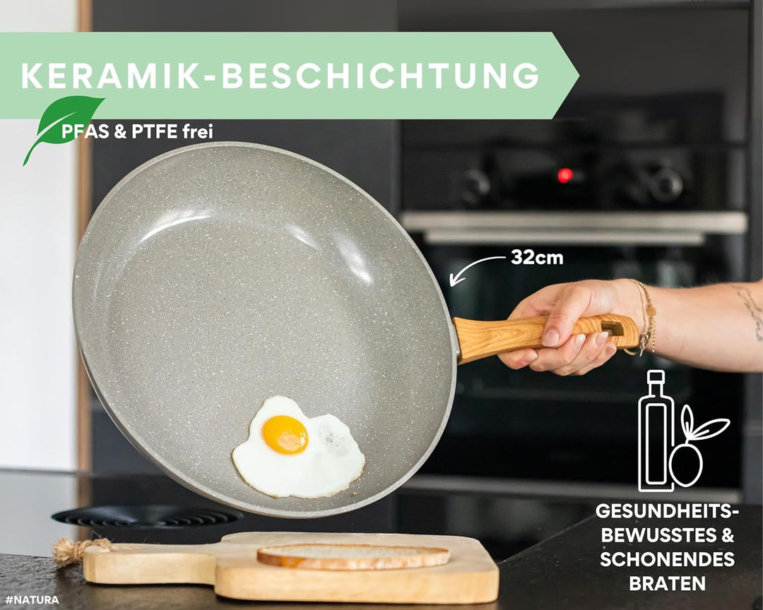 DIVORY Keramikpfanne 32cm – Pfanne mit Keramikbeschichtung Induktion, PFAS & PTFE frei, grosse Bratp