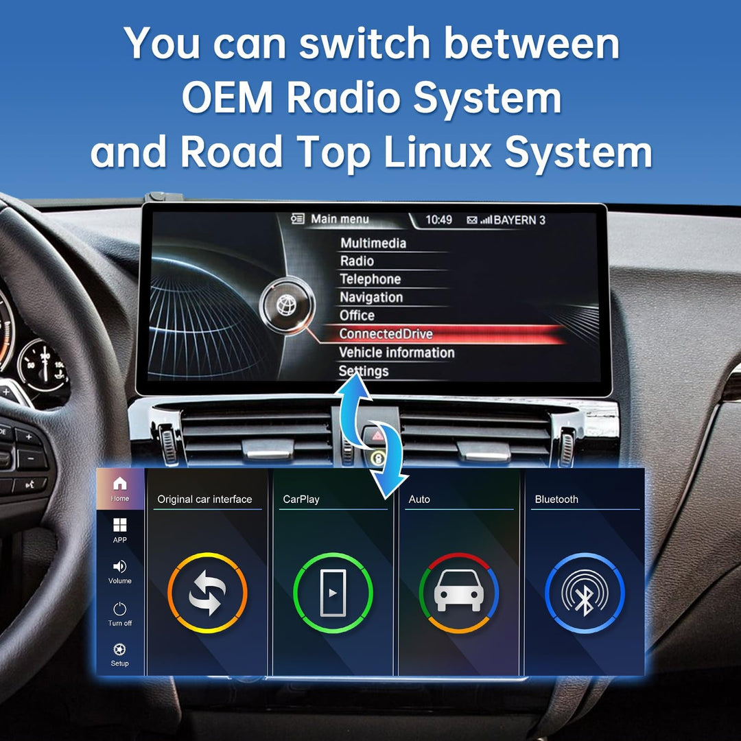 Road Top CarPlay Bildschirm, 12.3 Zoll Ultra-schmal Autoradio Stereo Touchscreen für BMW X3 X4 Serie
