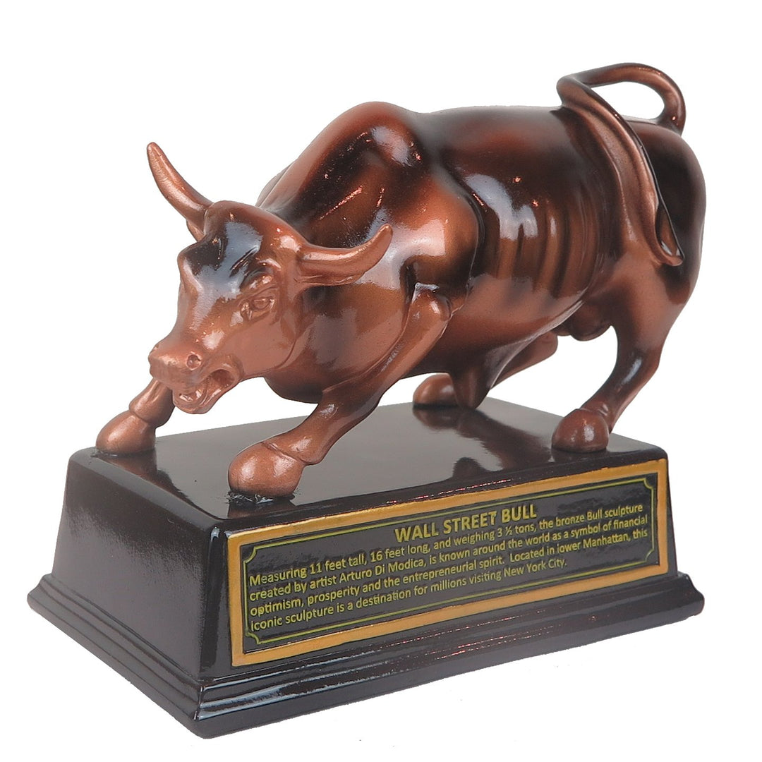 Offiziell lizenzierte Bronze-Wall-Street-Charge-Börsenmarkt NYC-Figur mit Sockel, mittelgross, 12,7